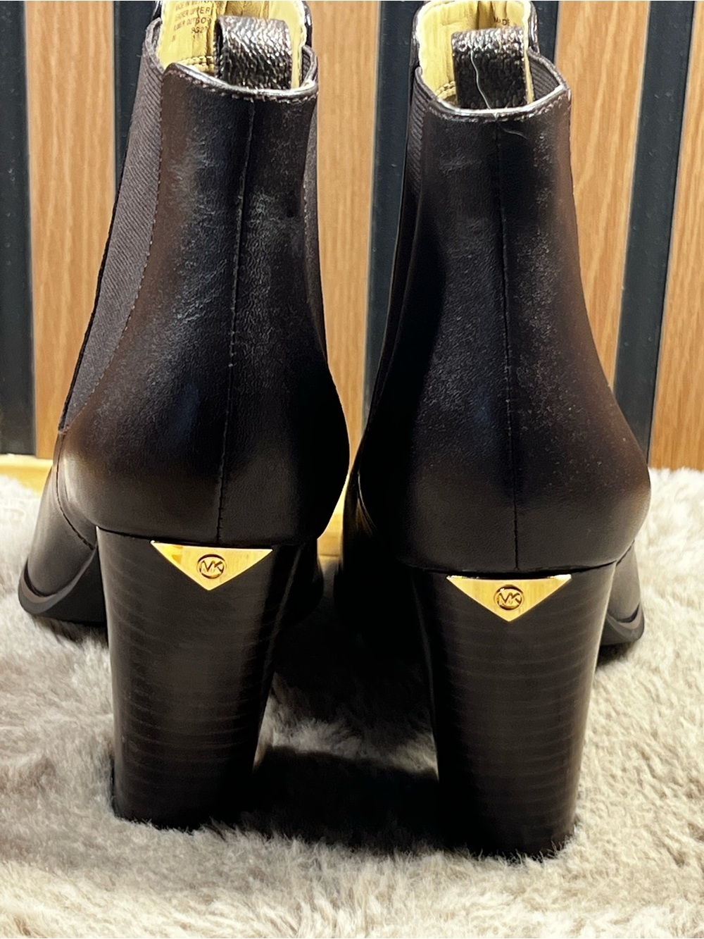 Michael Kors Lottie Leather Ankle Booties Brown Block Heel Size 8M - Picture 5 of 13